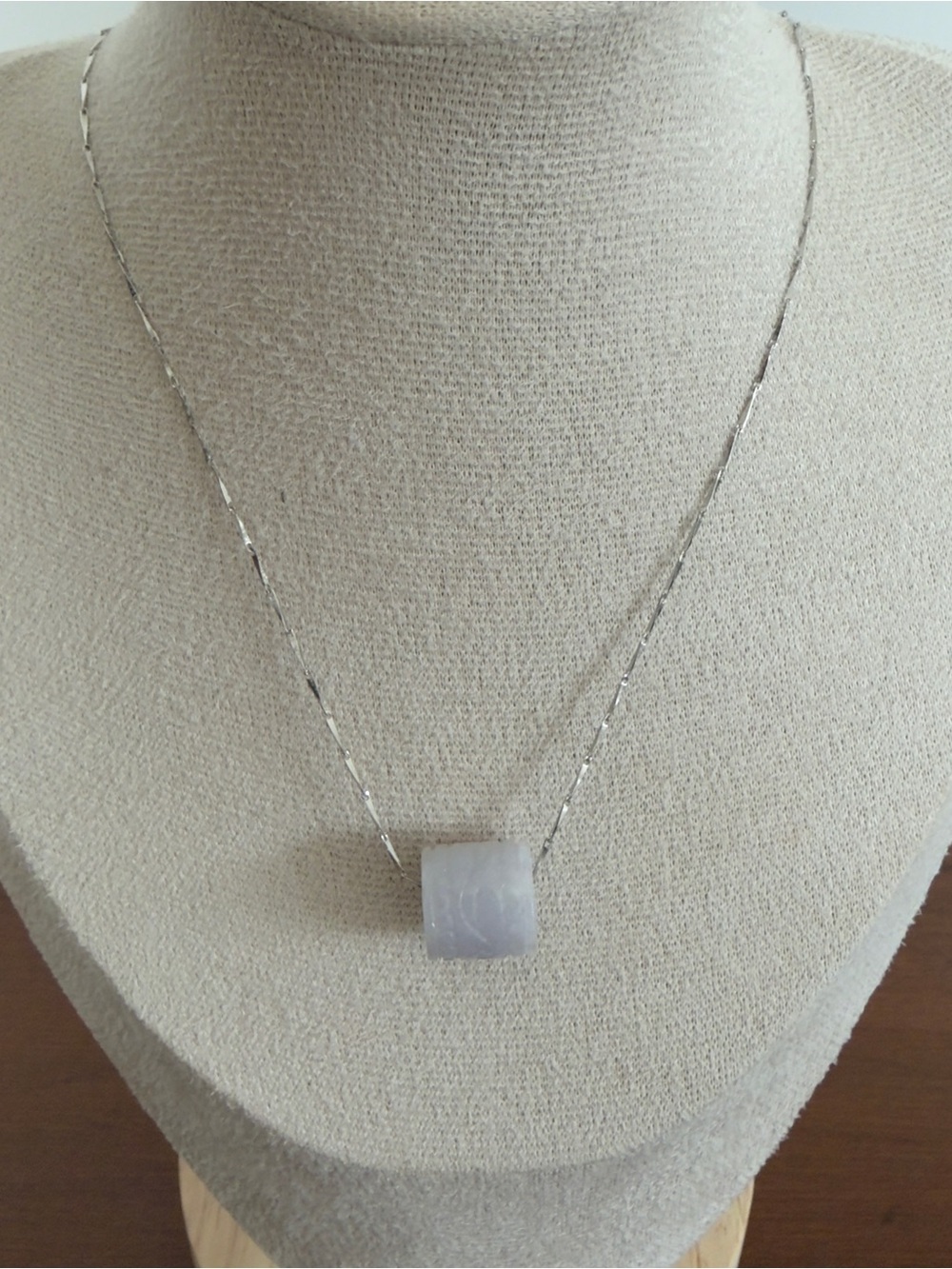 Grade A Burma Jade Light Lavender Hand-Carved Barrel Pendant Necklace